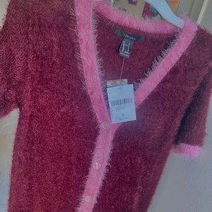 Y2K fuzzy burgundy dress with tags